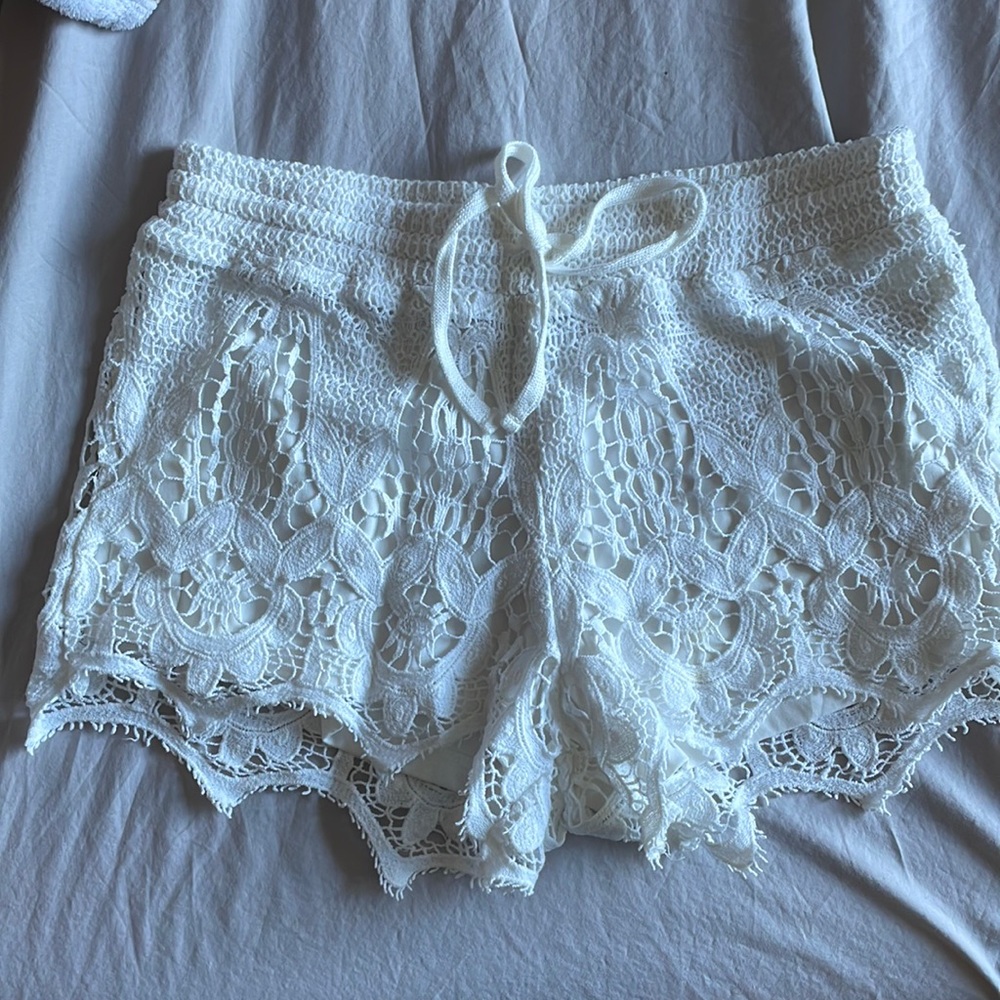 White Lacey shorts